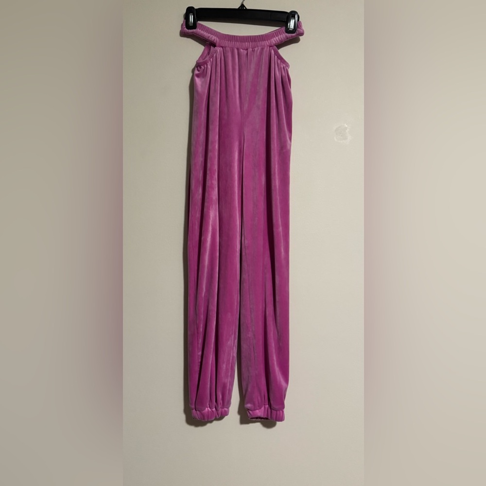 EUC Vivre La Vie Pink Waist Cutout Velour Joggers size small